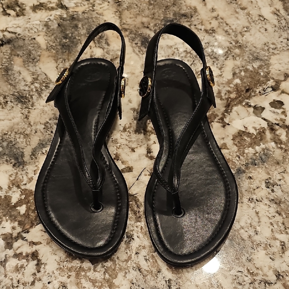 Tory Burch Black Leather Sandals